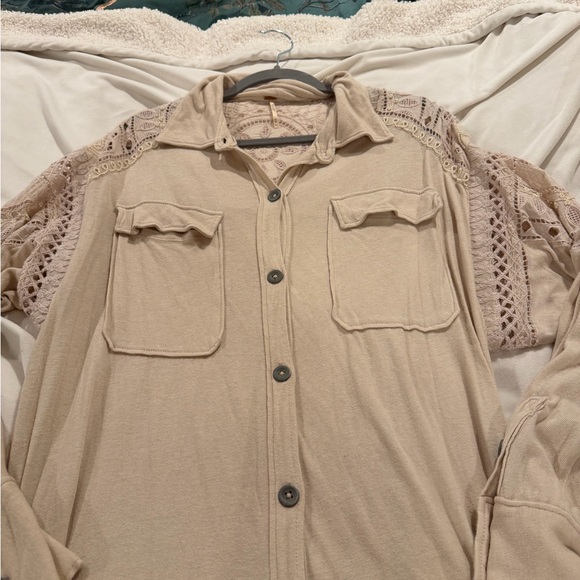 Free People Arctic Circle Crochet-Sleeve Knit Maxi Jacket XS - Picture 4 of 8